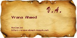 Vrana Ahmed névjegykártya